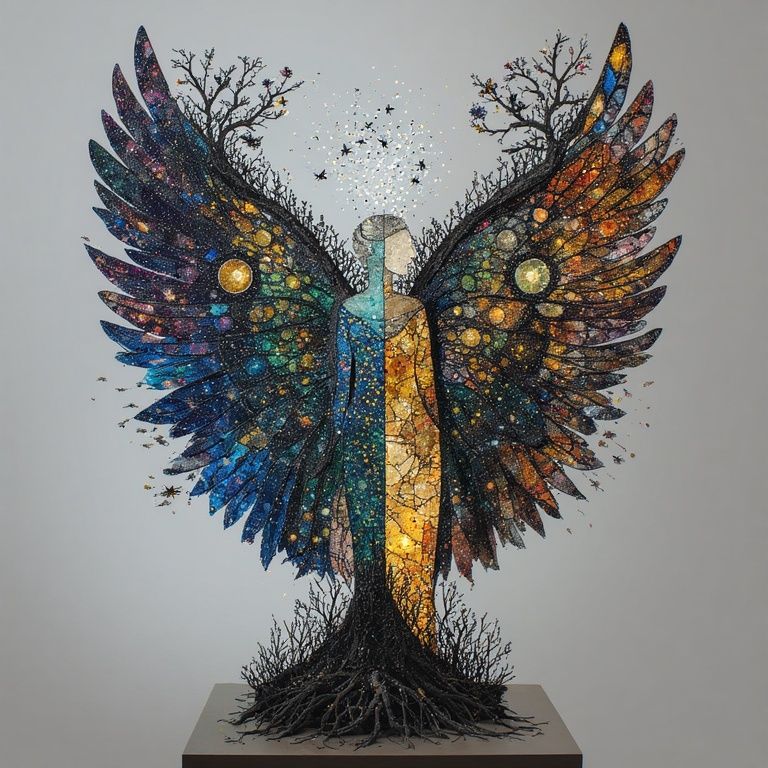 She rises from a dark forest floor, blossoming like a tree w...