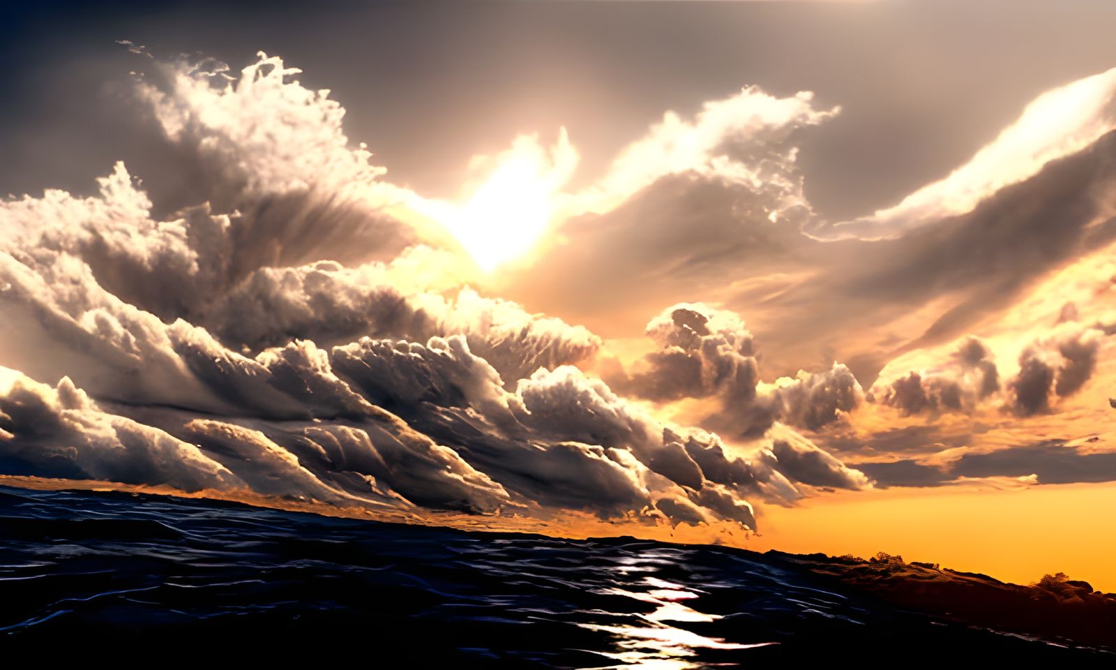 Beautiful, realistic and serene seascape at sunset by James ...