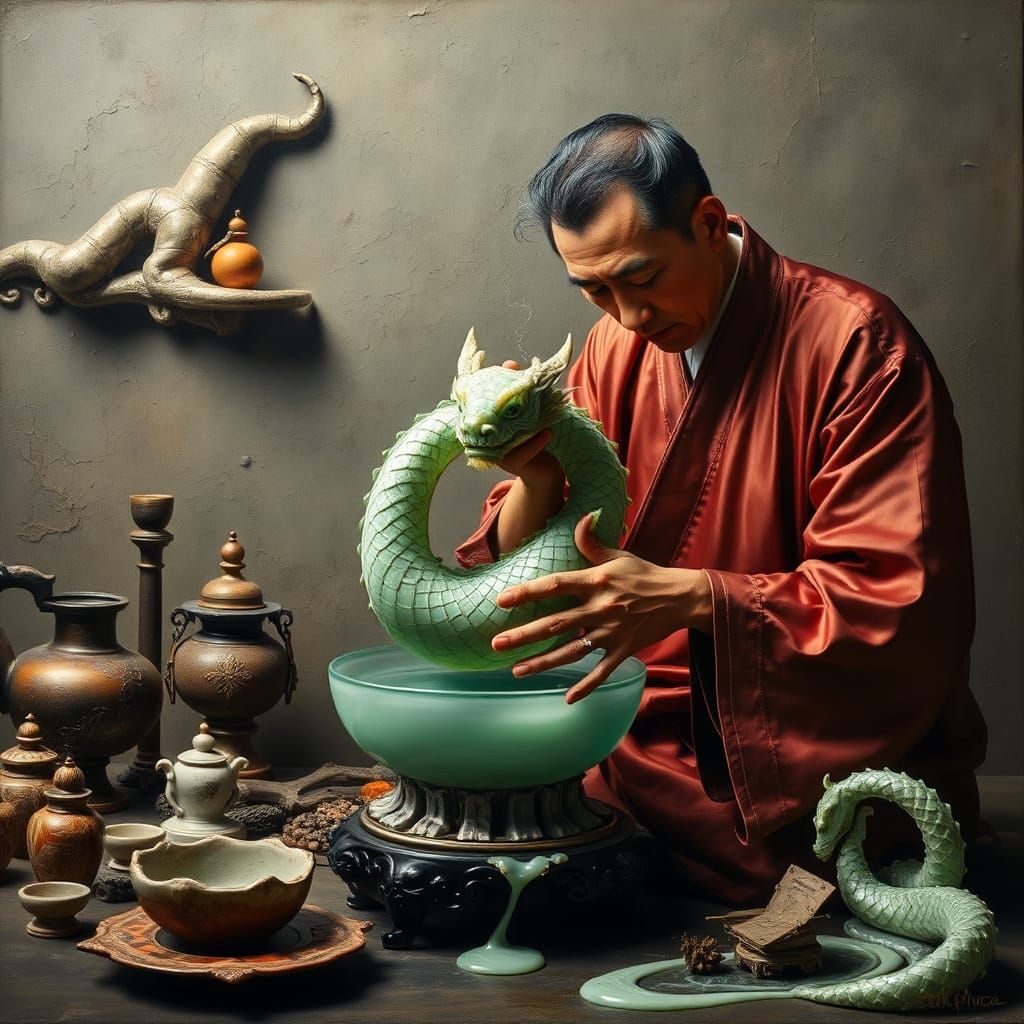 THE patient craftsman of the East who made
His undulant drag...
