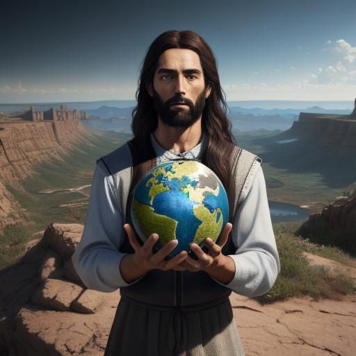 Jesus Holding the Earth in His hands. - AI Generated Artwork ...