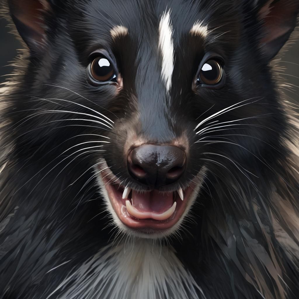 Low-Poly Skunk Pointing, Digital Art