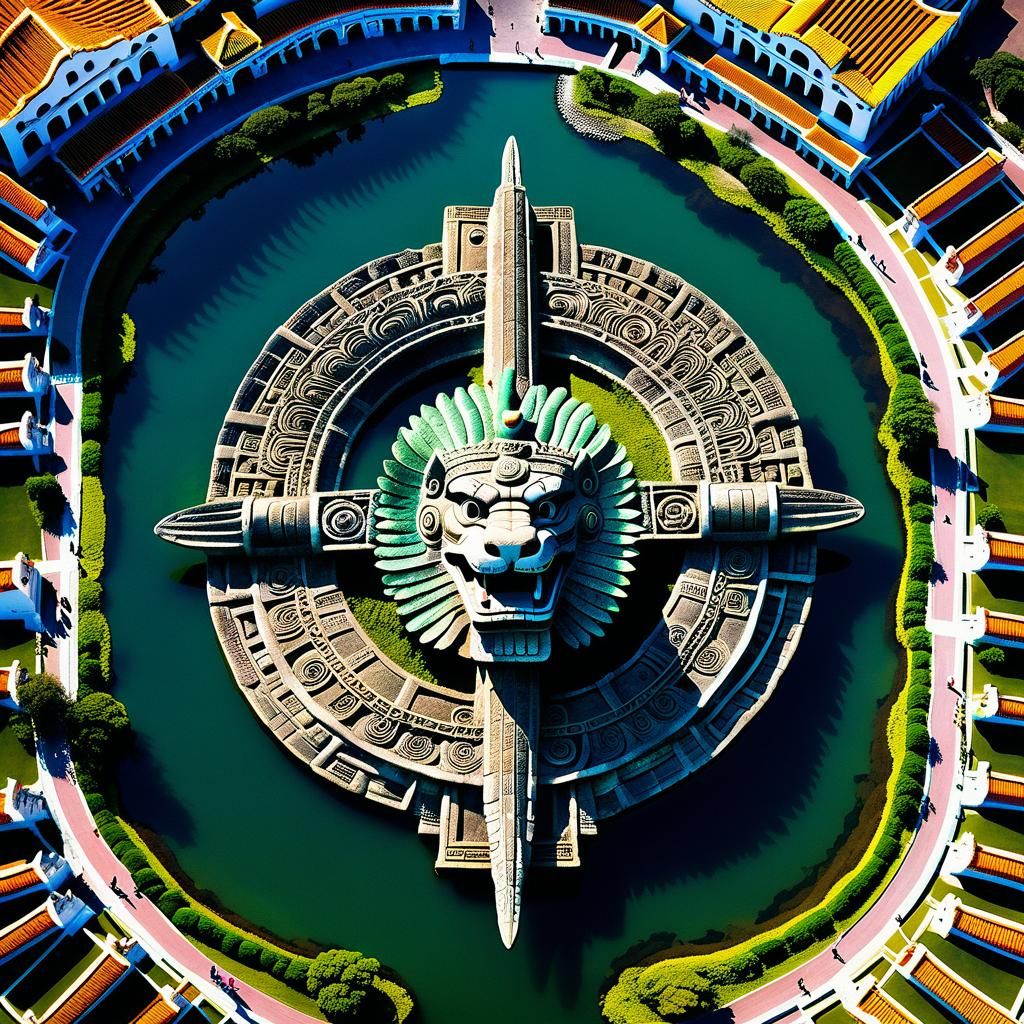 A stunning aerial photograph of the ancient Mesoamerican dei...