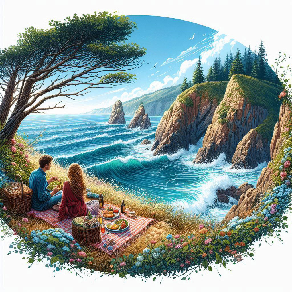 seaside cliff picnic