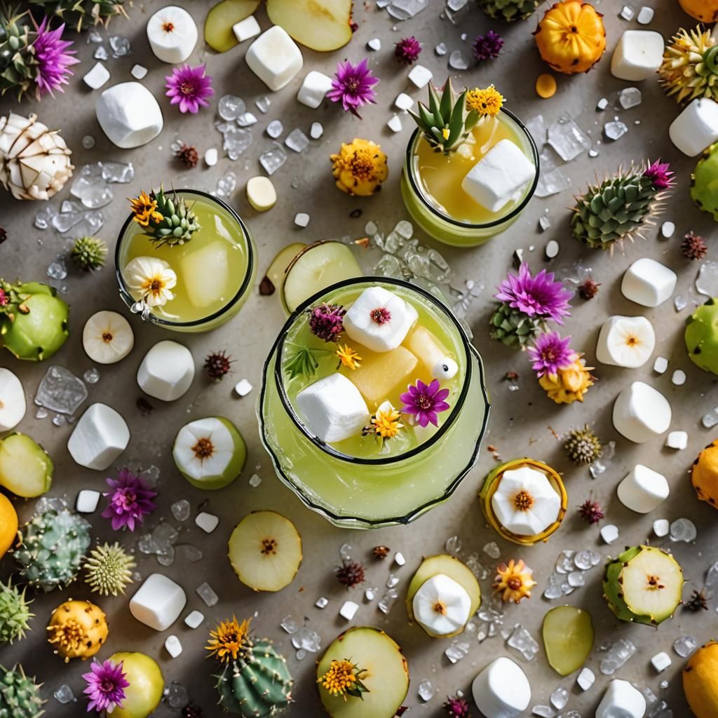 Monster Mash, Pear and cactus nectars, agave syrup, and freshly cut