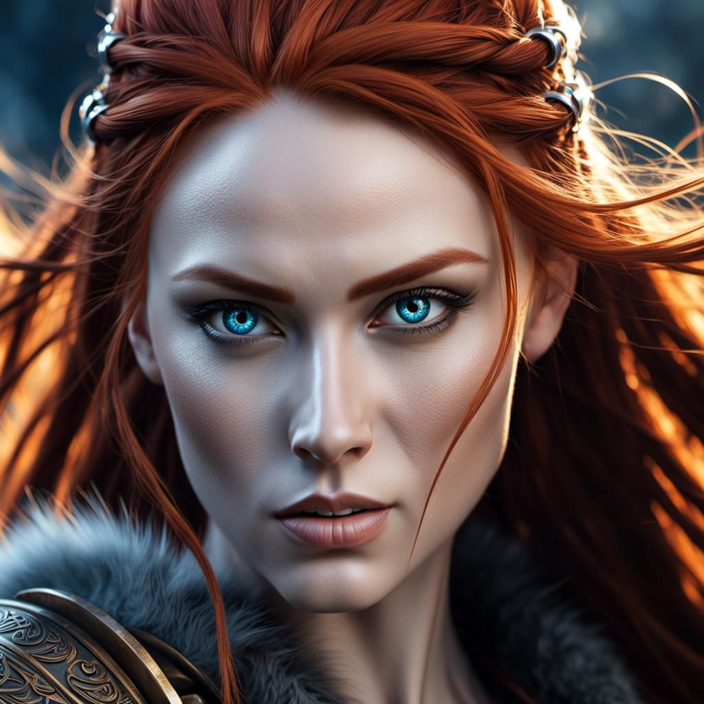 Red hair viking warrior woman