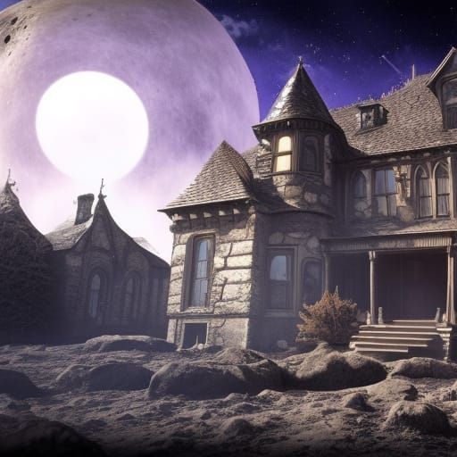 Gothic Farmhouse on the moon