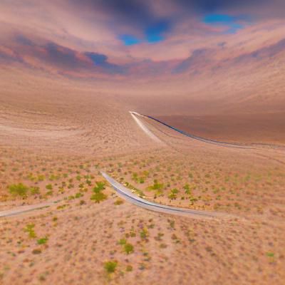 Lonesome flat desert road