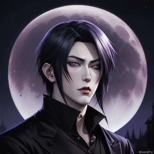 anime art, vampire, handsome male, concept anime art, in the...