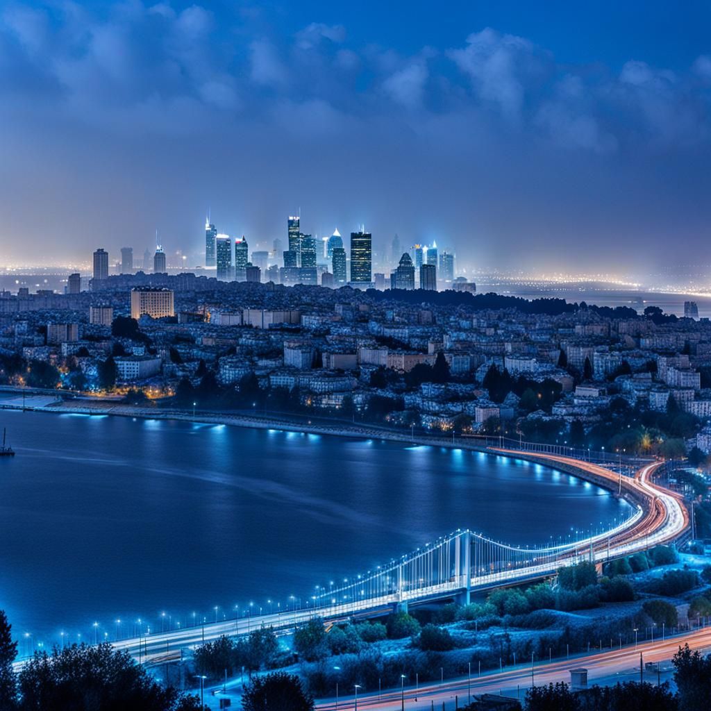 Boy on Bike with Israeli Flag at Sunset