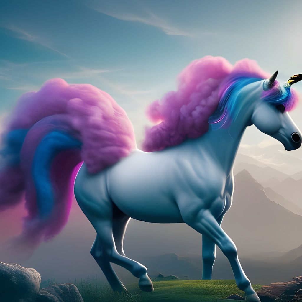 Cotton candy unicorn, distinct lighting, detailed matte pain...