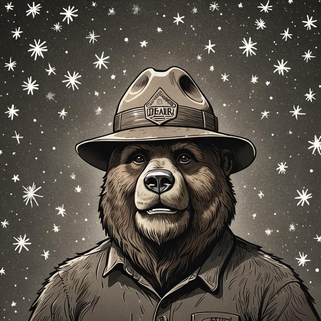Smokey the bear drawn by the stars