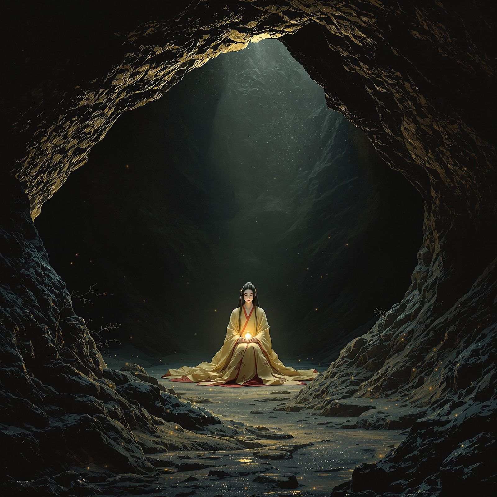 Amaterasu in Amano-Iwato Cave, Art Nouveau Style