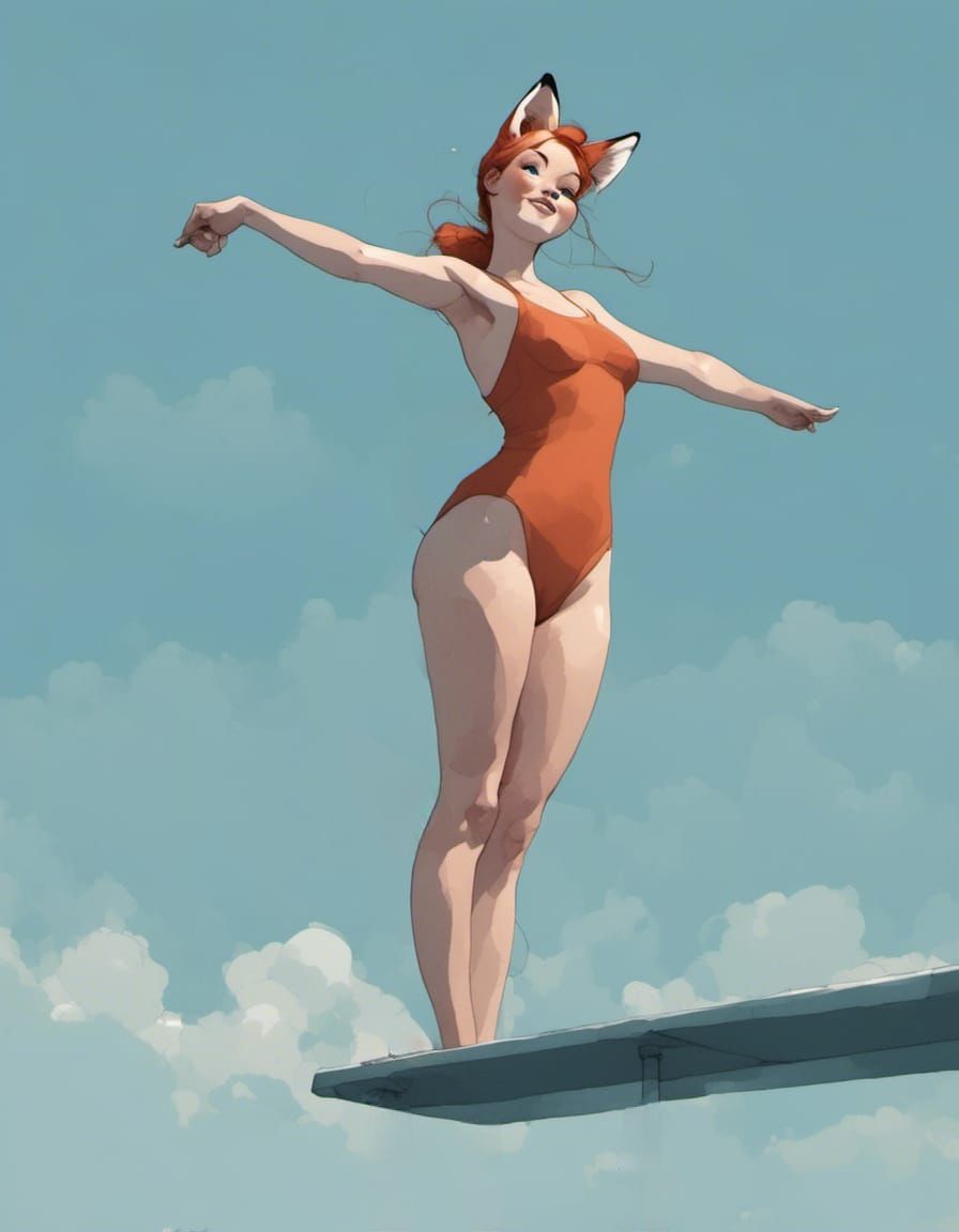Fox-girl Vixen on the high dive