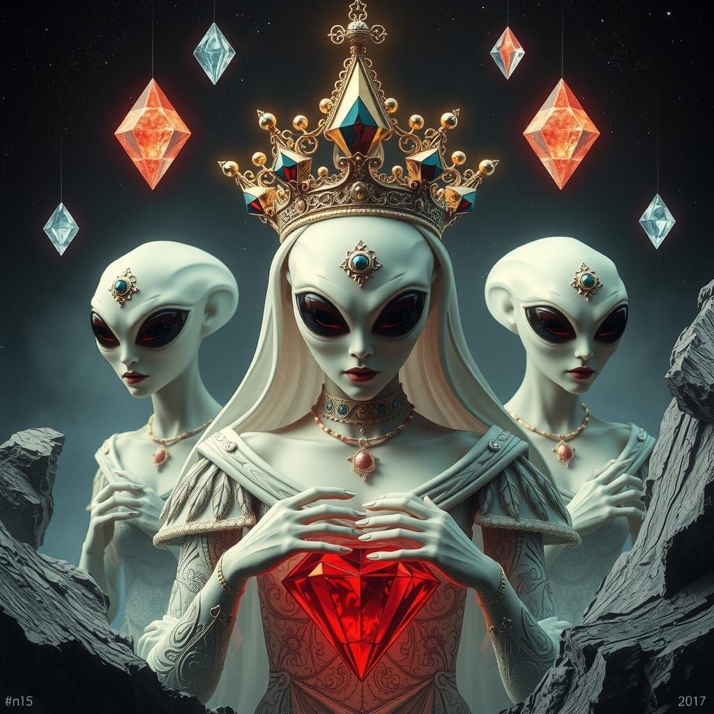 Aliens usurped the  Queen of Diamonds