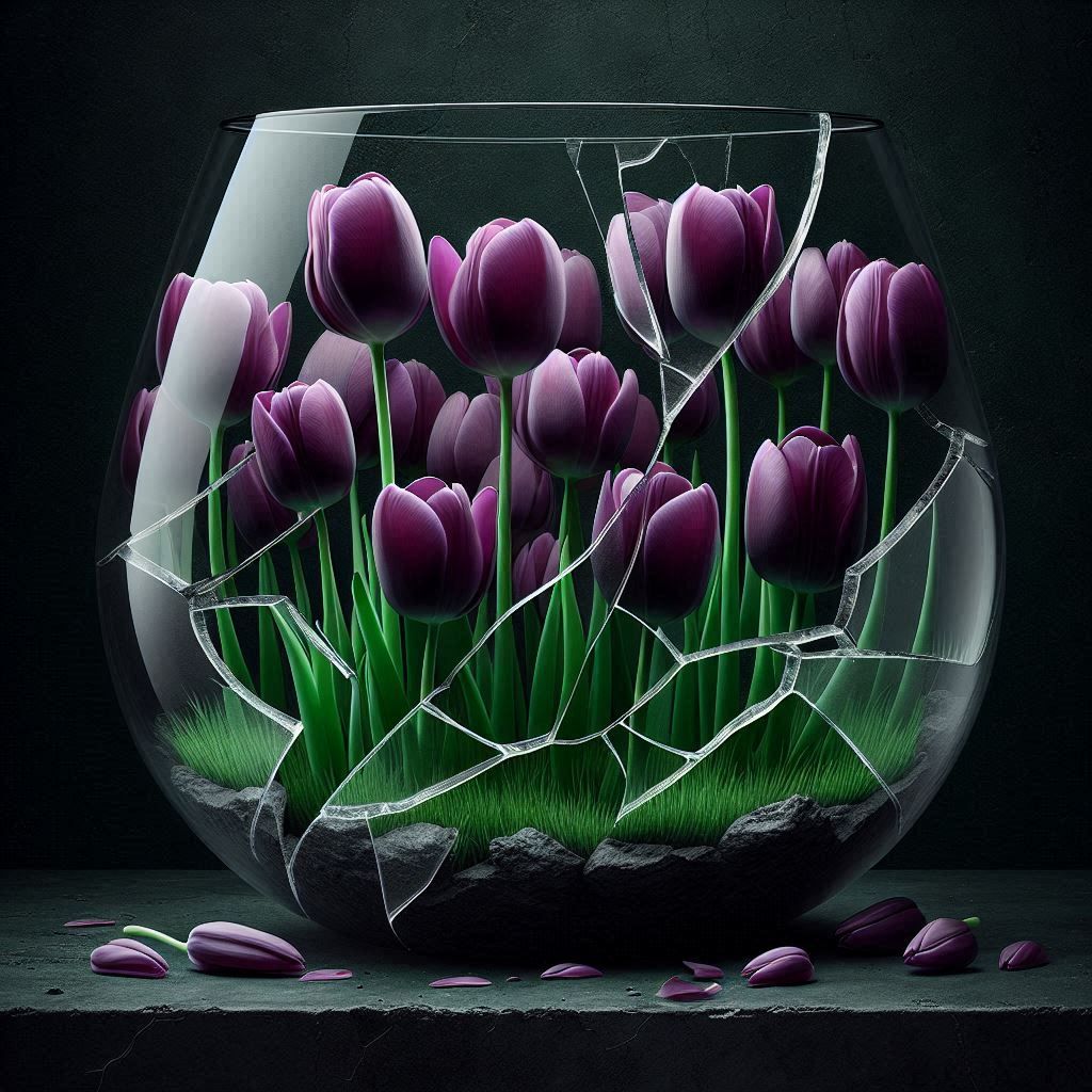 Flowers Pots Purple Tulips 1