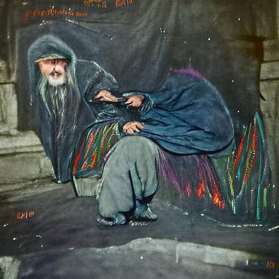 Homeless mystic; Azerbaijan, Baku; 1914; portrait; watercolo...