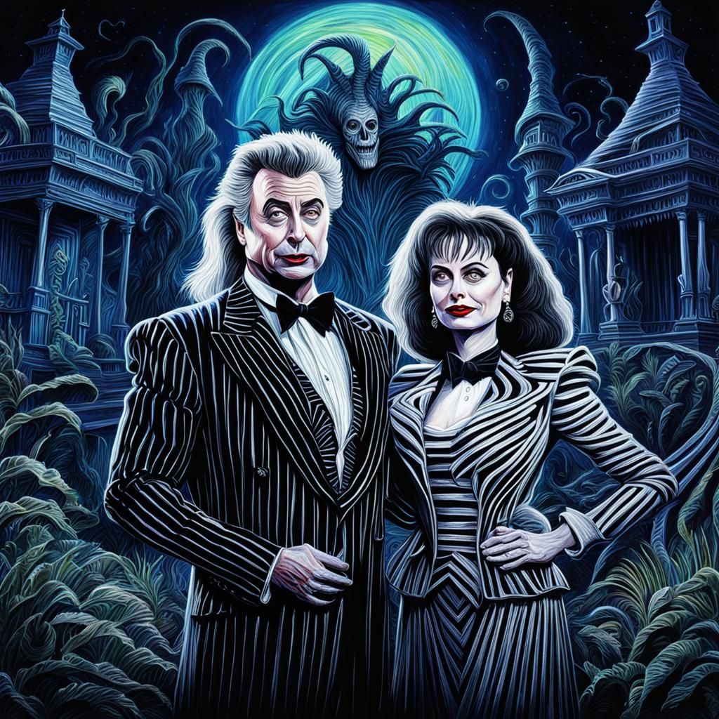 Geena Davis And Alec Baldwin In The Movie Beetlejuice By Tim Burton 