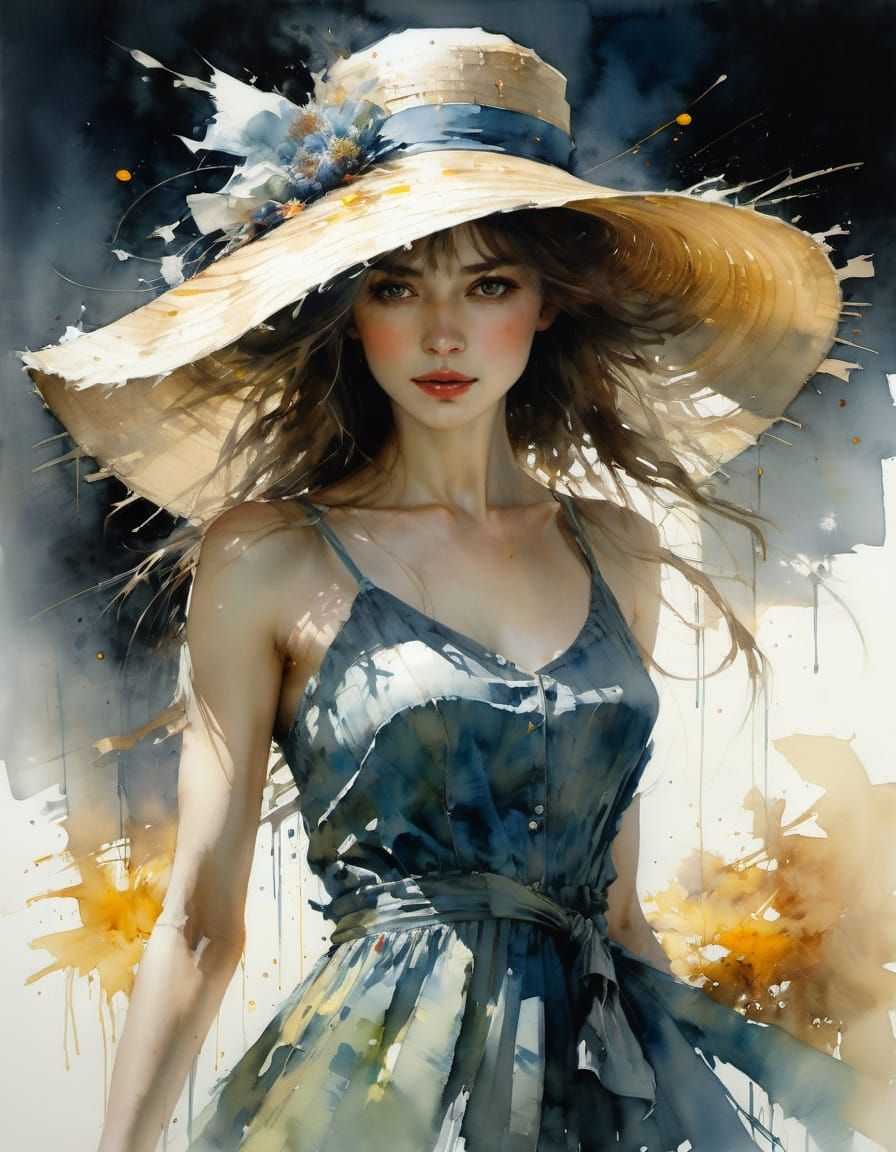 Woman with large hat 2  by @Superbear