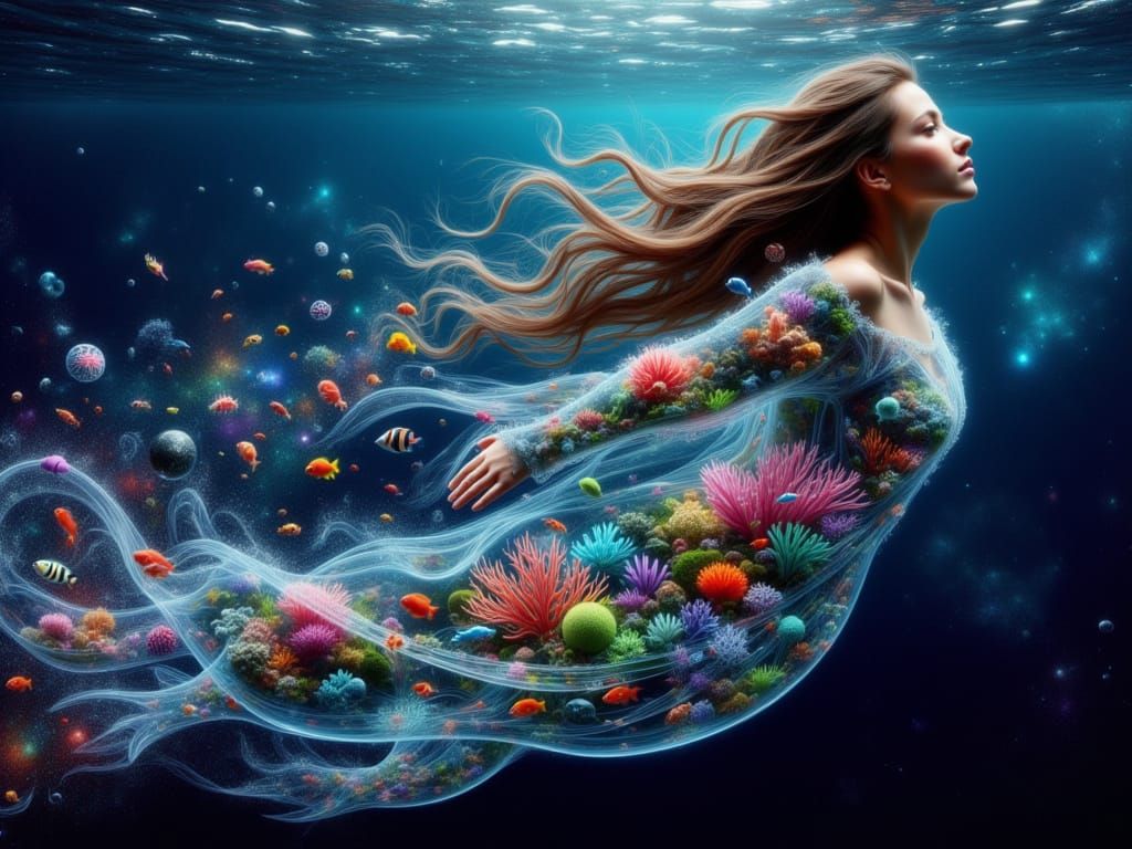 <lora:FiosLuminaSea:1.0> Floating freely in the Water