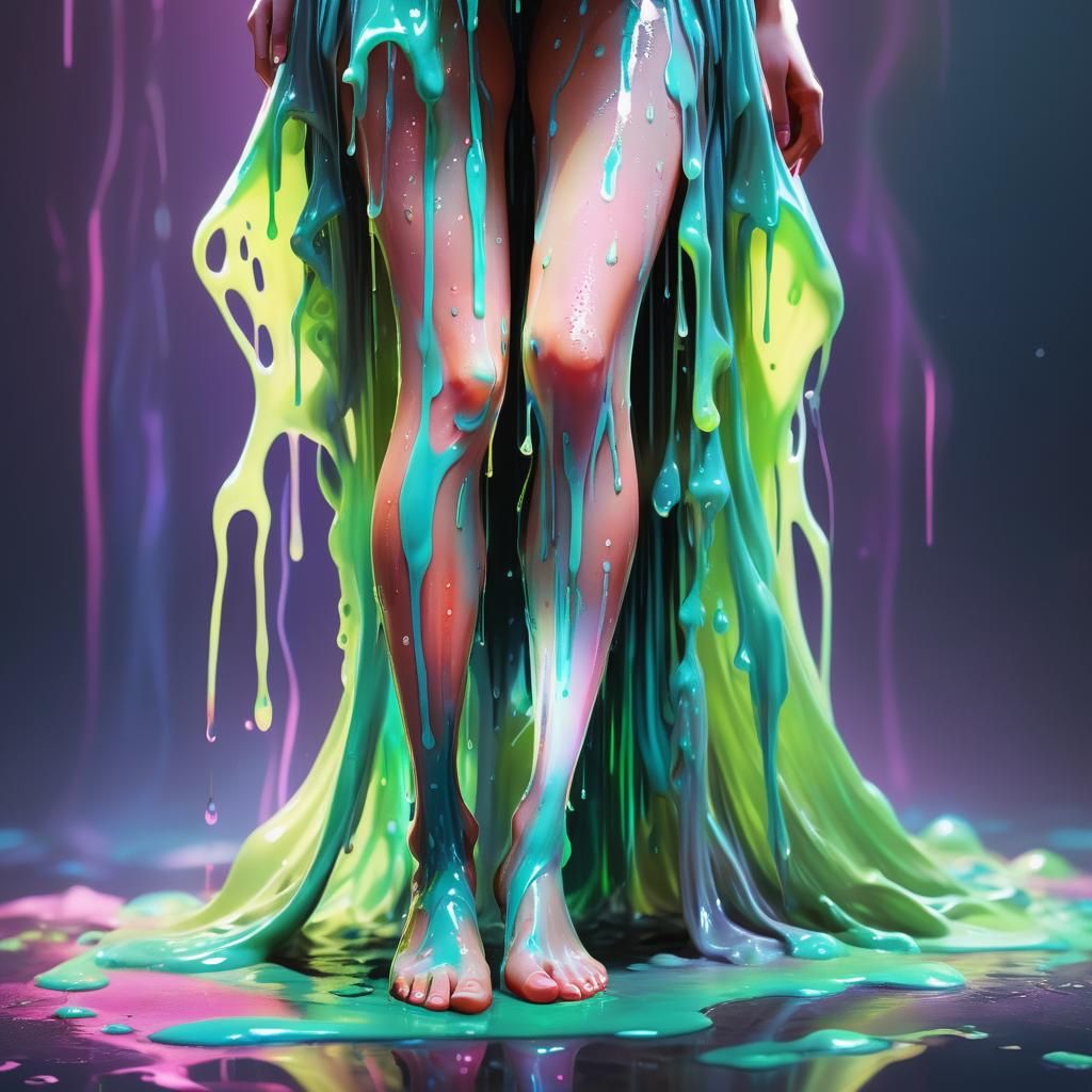 Girl with Bioluminescent Slime: Hyper-Realistic Digital Art