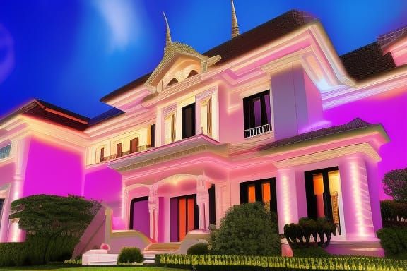 Siam European Mansion synthwave neon retro