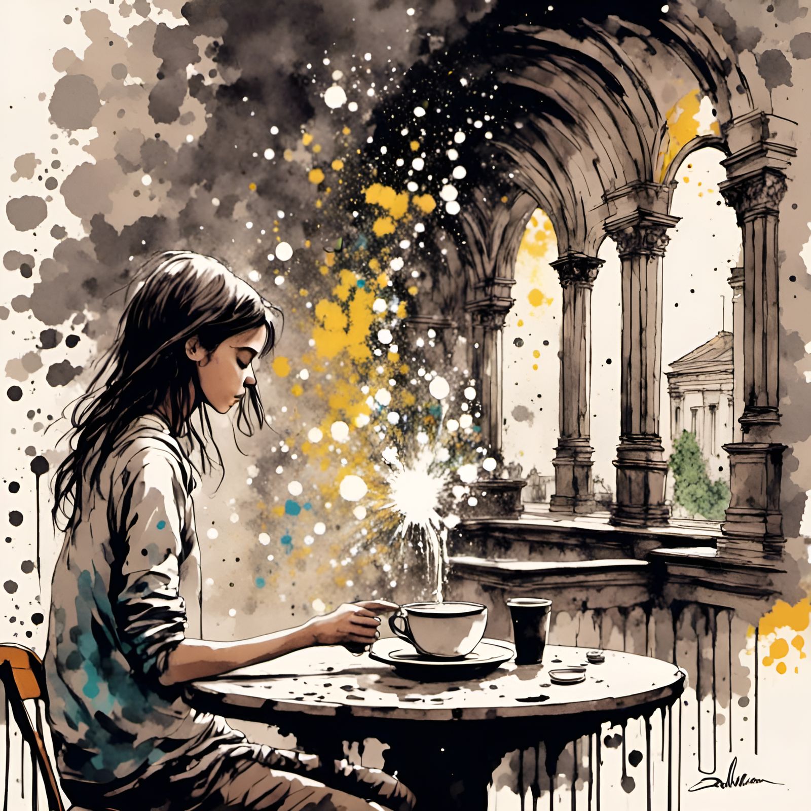 coffee shop <lora:FountainPen:1.0>