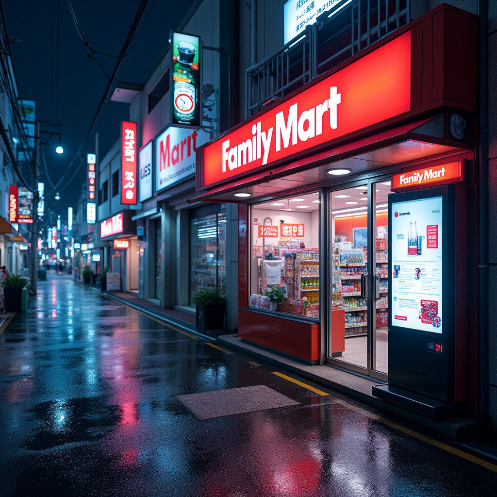 Japanese FamilyMart with LG Signage in Neon Noir Style