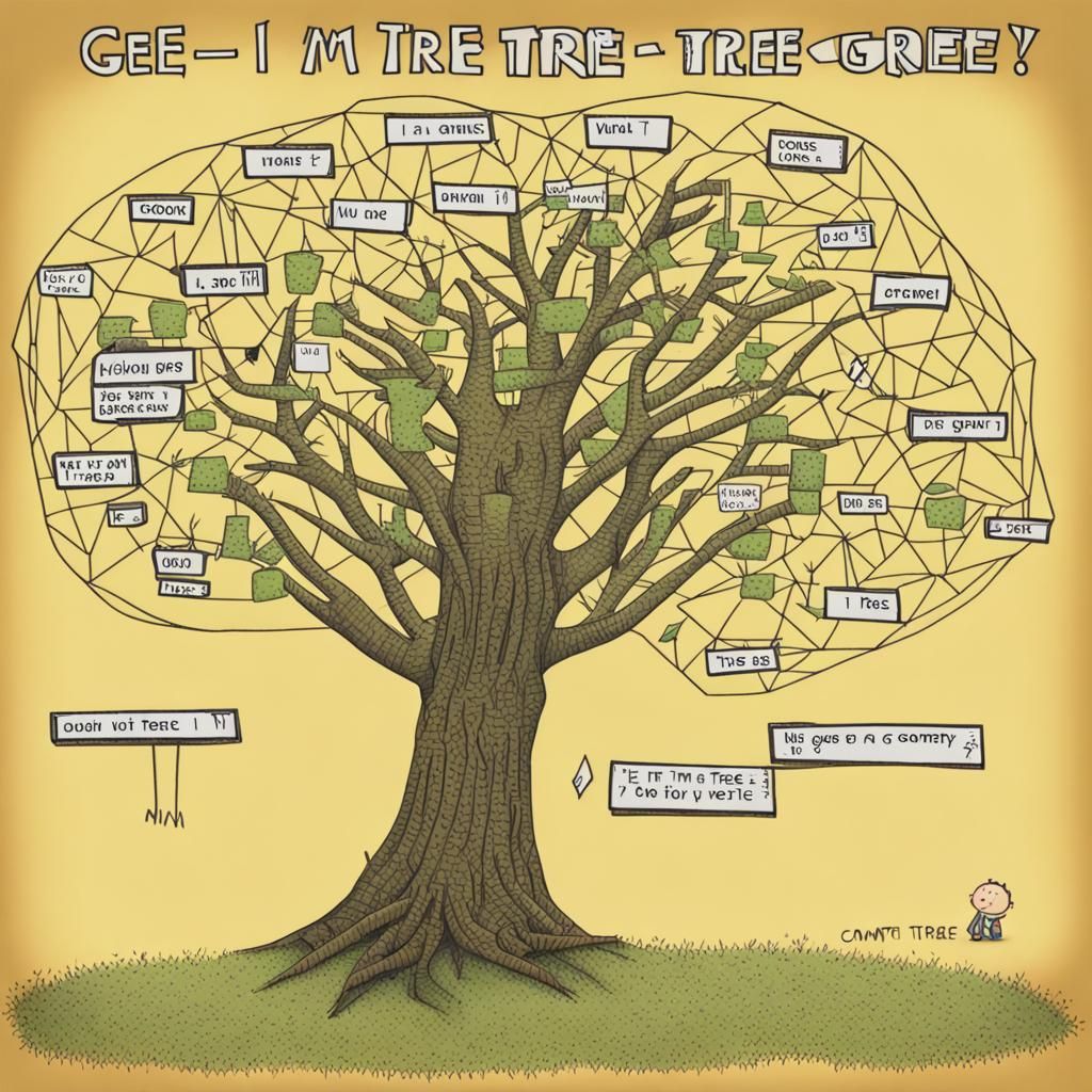 gee I'm a tree. geometry, word play, M5 tiein, compute, AI Generated Artwork NightCafe Creator