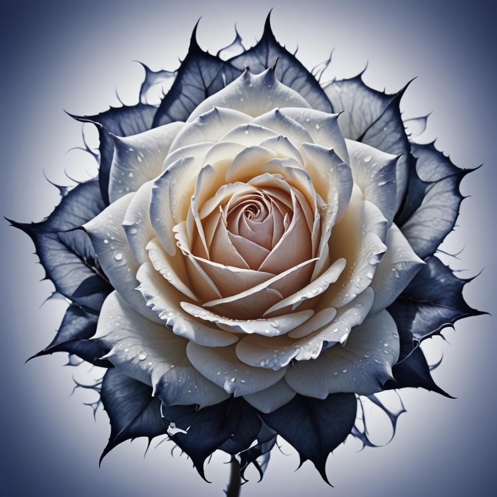 Surreal Rose Still Life in Yin Yang Symmetry