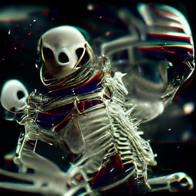 Scary skeleton astronaut in space 8k resolution