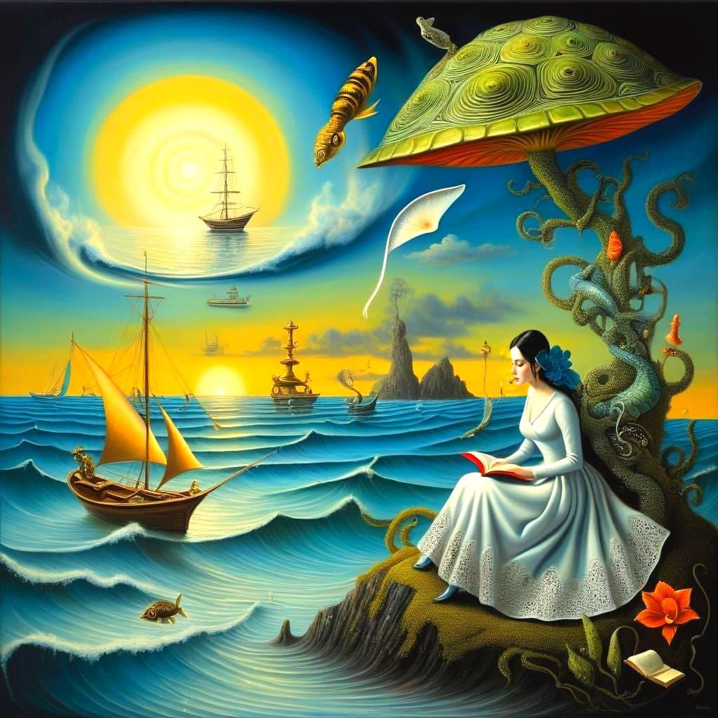 Eldritch Lady in a Fantastical, Surrealistic Composition