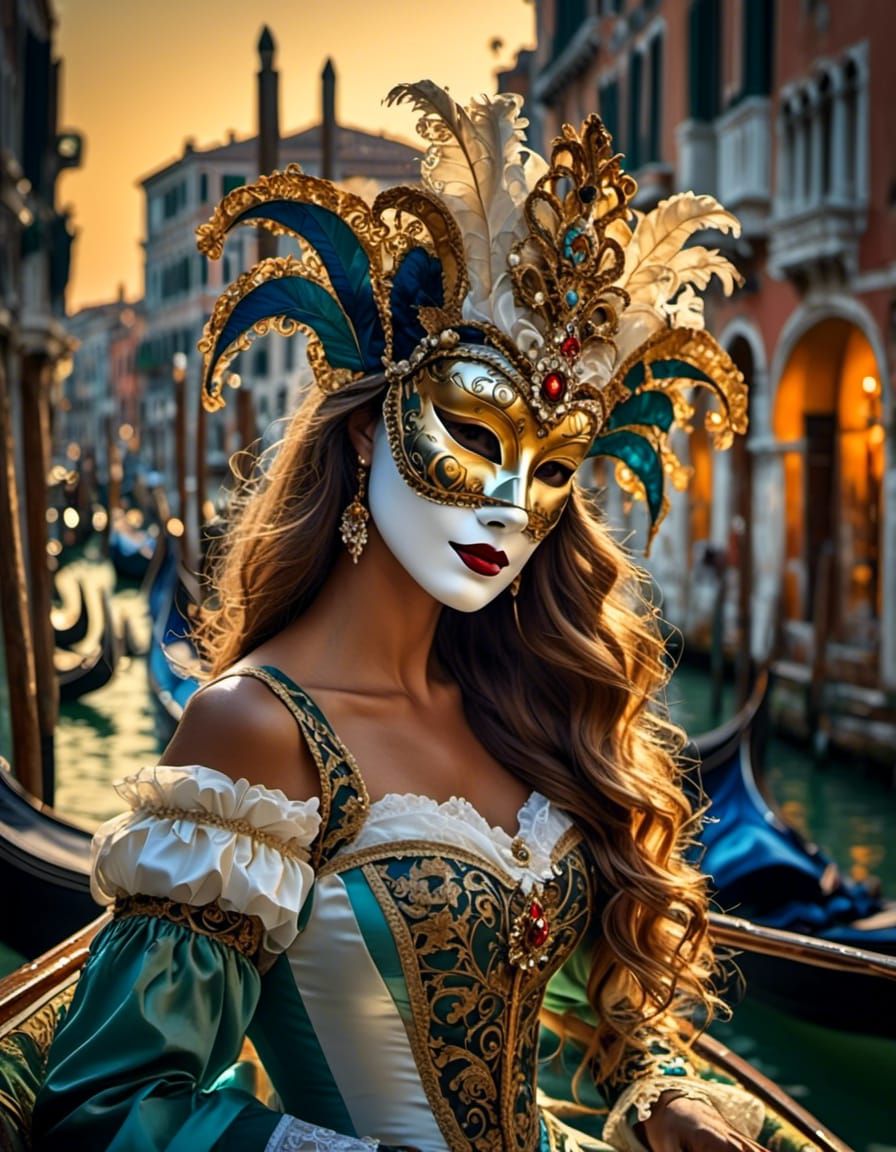 beautiful woman with venetian mask