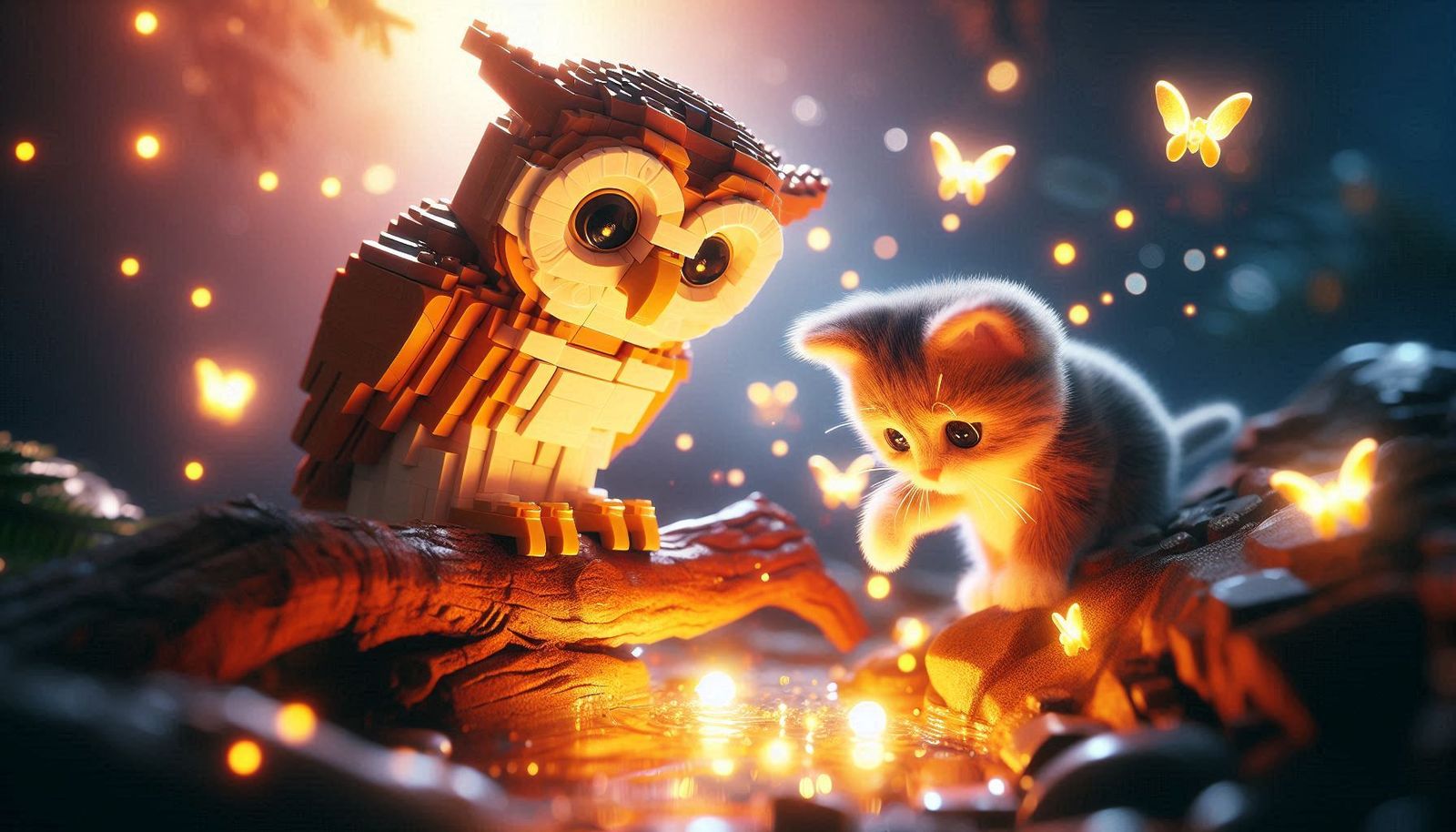 Owl and Kitten - Lego Art