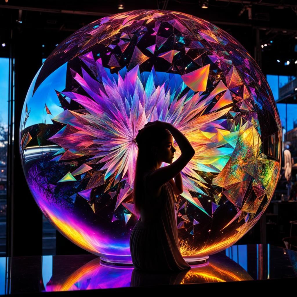 Holographic Prismatic Cosmos Blacklight AI Generated Artwork