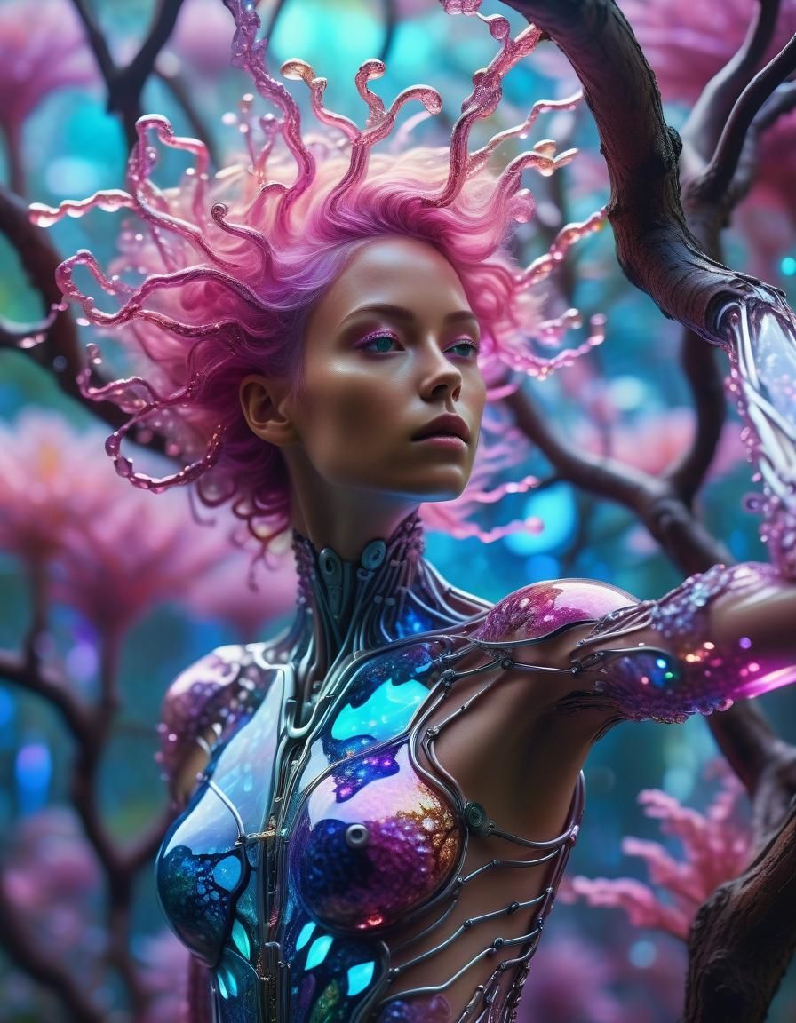 Cyborg tree woman