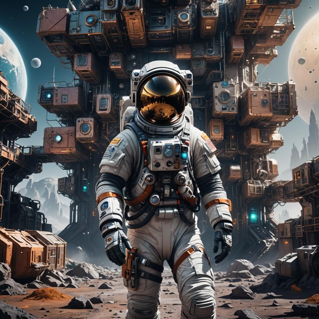 astronaut suit lunar city