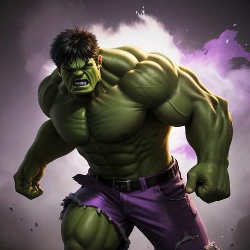 Marvels Hulk wearing tattered purple shorts
