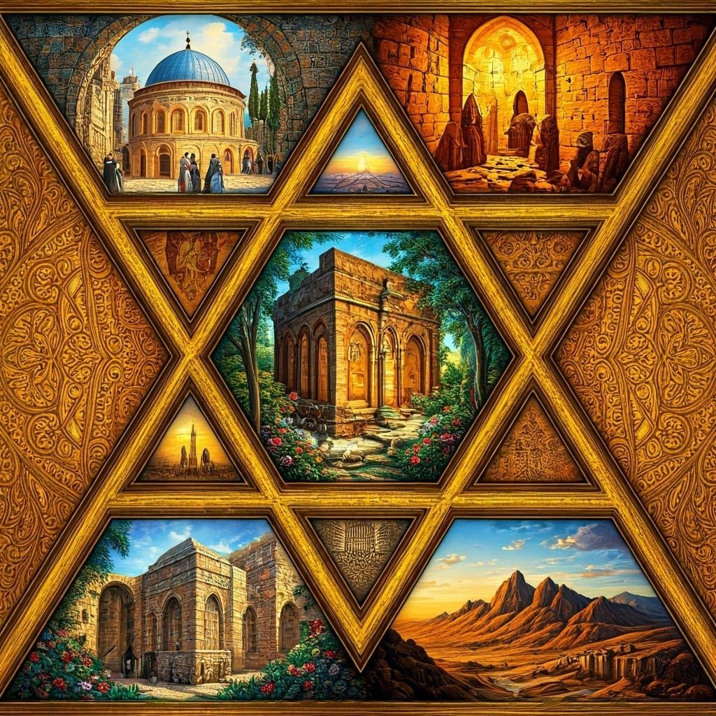 Medieval Illuminated Star of David with Intricate Triangles ...