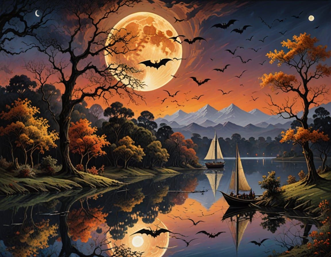 Tranquil evening with bats  by @Himoai