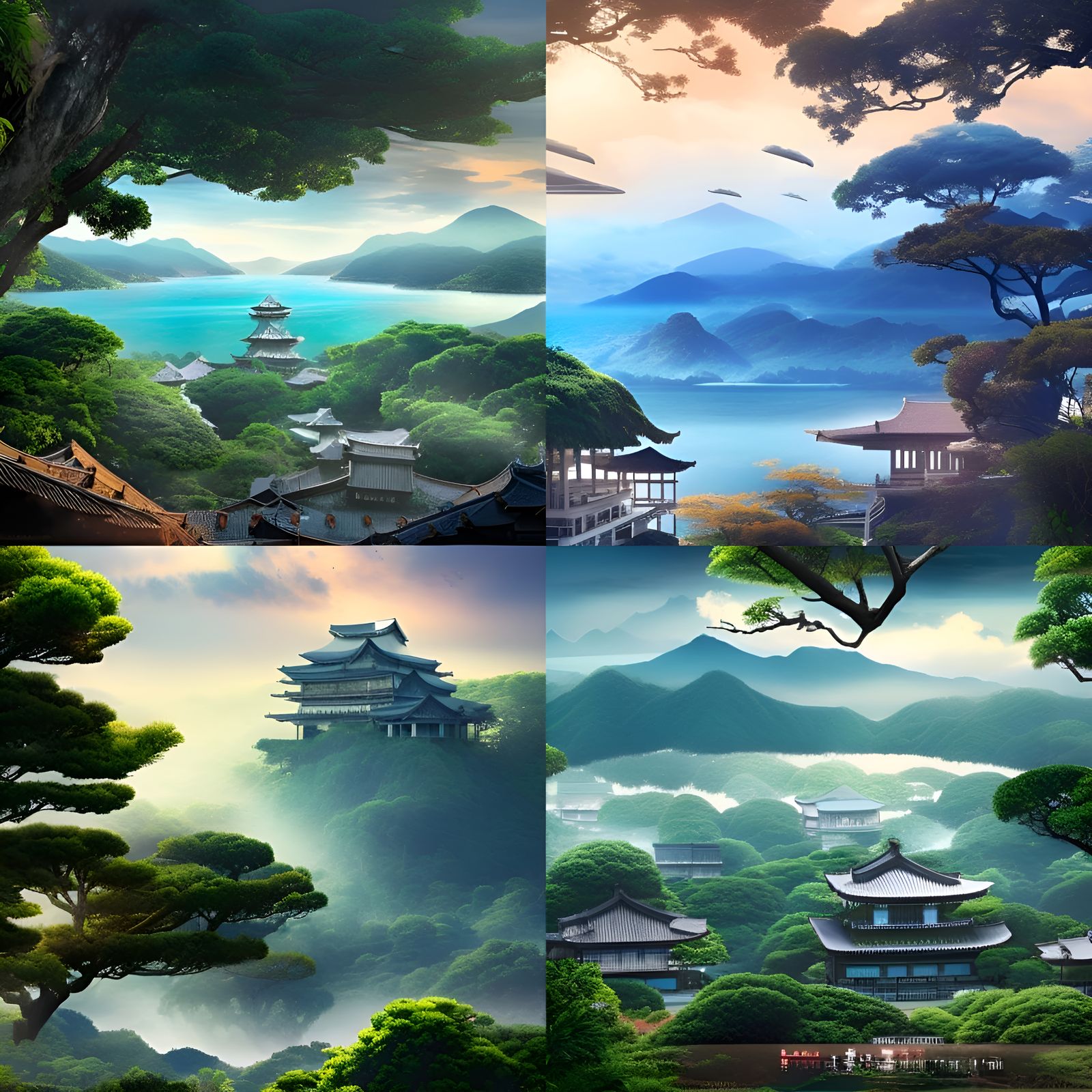 Japanese watercolor landscape - AI Generated Artwork - NightCafe Creator