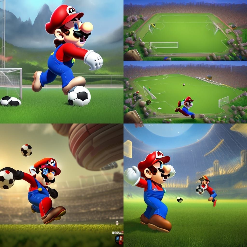 mario playing soccer at a soccer field - AI Generated Artwork ...