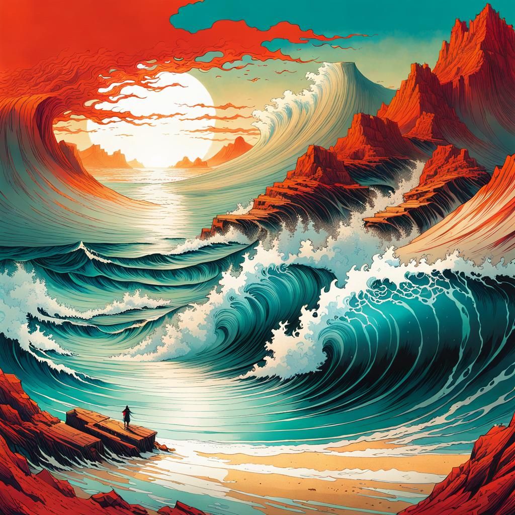 Let the waters under the sky be gathered together to one place, and let the dry land appear (Genesis ...  by @AsfK