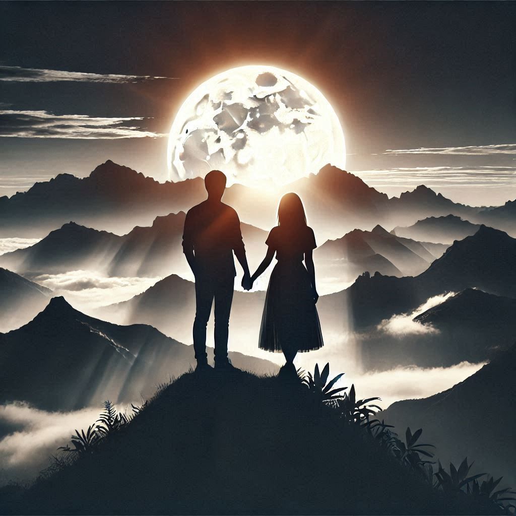 double exposure beautiful fantasy DALL-E 3 portrait landscape..