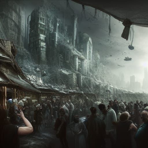 When time stopped, a world frozen in time, people in the bac...