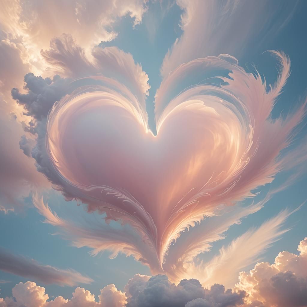 Ethereal Heart Cloud in Expressionist Style