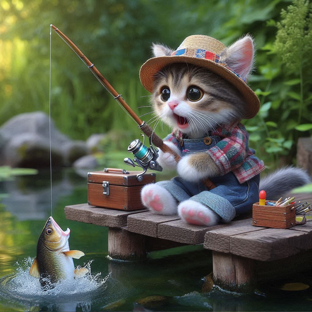 Surprised kitten Fisherman  2