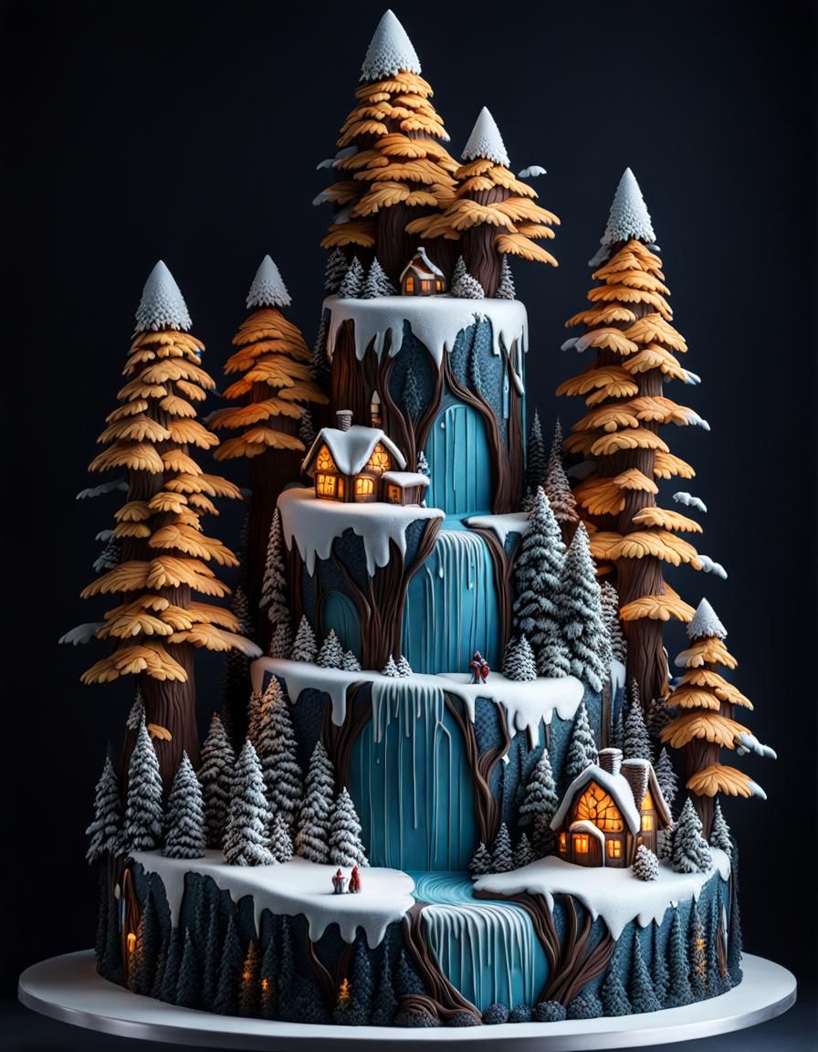  Winter wonderland cake  by @ArtColai