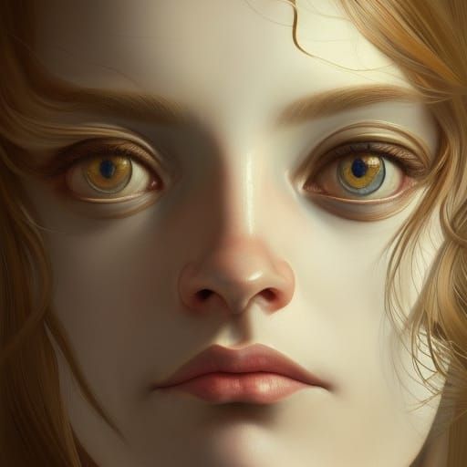 Woman with beautiful eyes, portrait painted by Sandro Bottic...