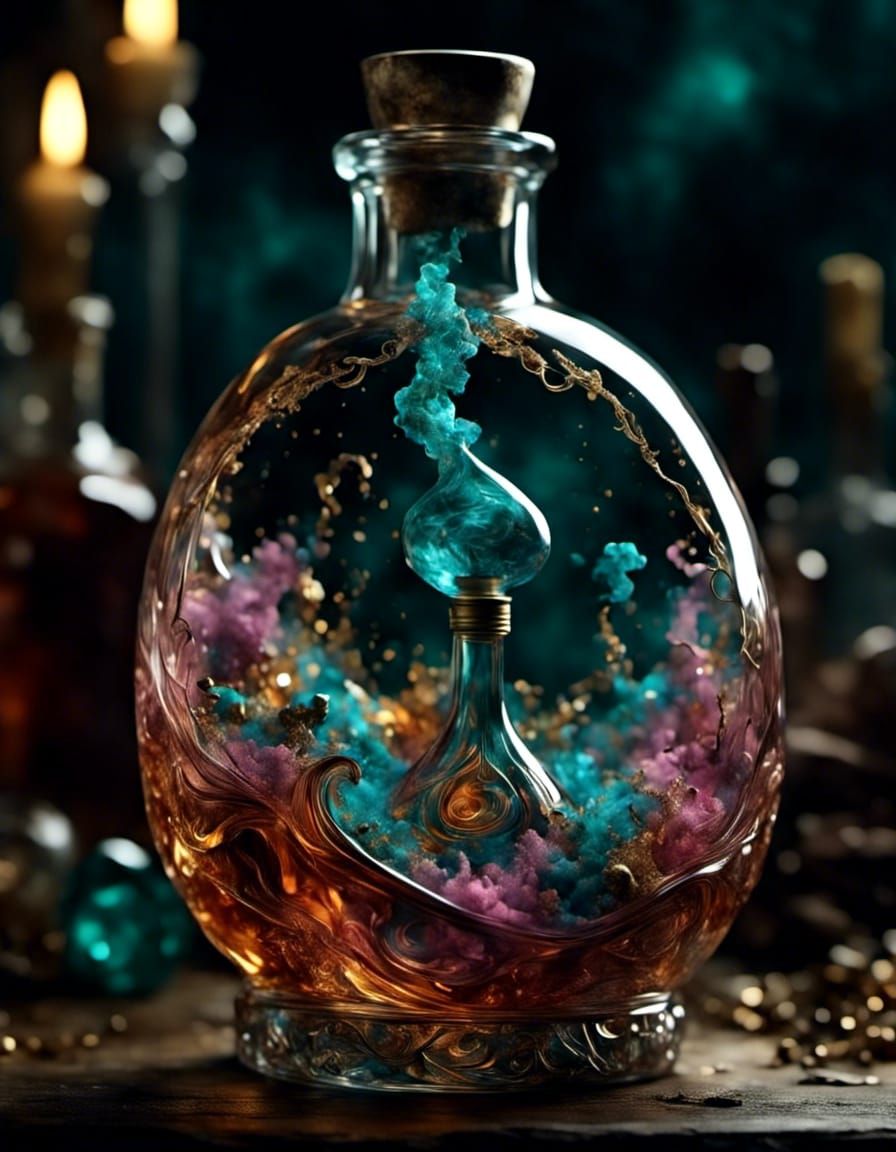 A Genie in a whiskey bottle - AI Generated Artwork - NightCafe Creator