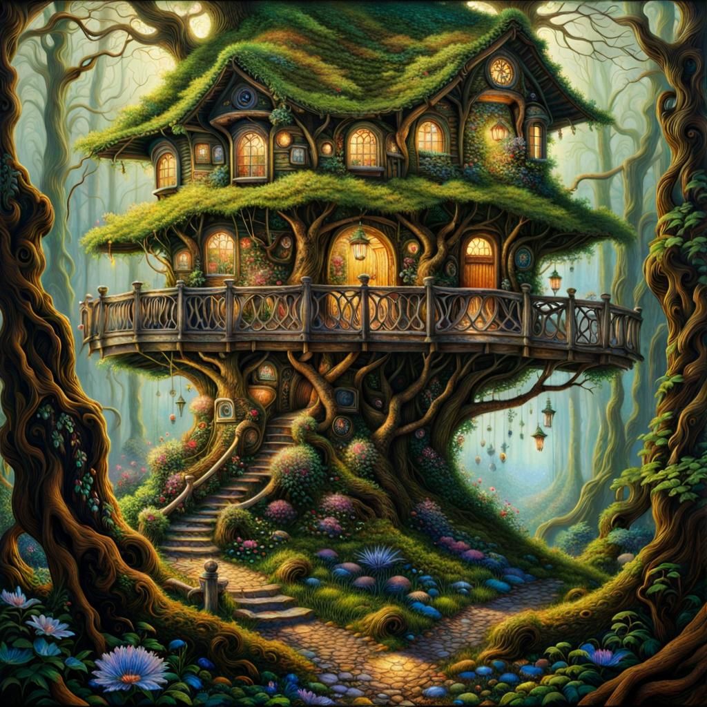 Treehouse - AI Generated Artwork - NightCafe Creator